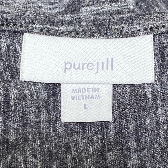 Pure Jill Charcoal Gray Twist Back Long Sleeve V Neck Knit Top Size Large - Picture 6 of 9